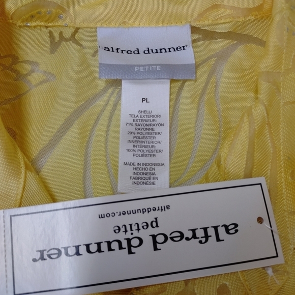 Alfred Dunner Top Shirt Women's Yellow Butterfly Button Up Sz PL NWT - Picture 10 of 12